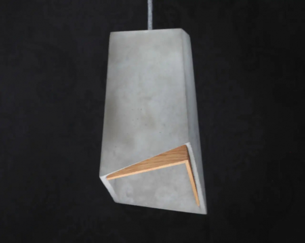 PRISMA - Pendelleuchte aus Beton, Designer Lampe, Hängeleuchte, Betonlampe mit Eichenholz